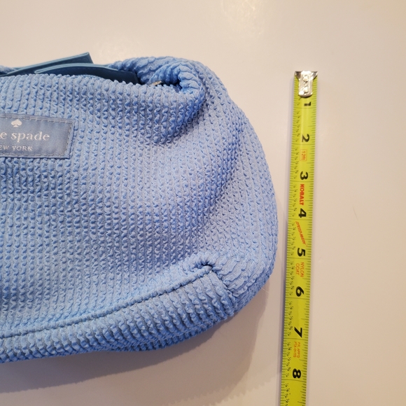Kate Spade Blue Ribbed Terry Cloth Mini Hobo Cosmetic Bag - Picture 4 of 9